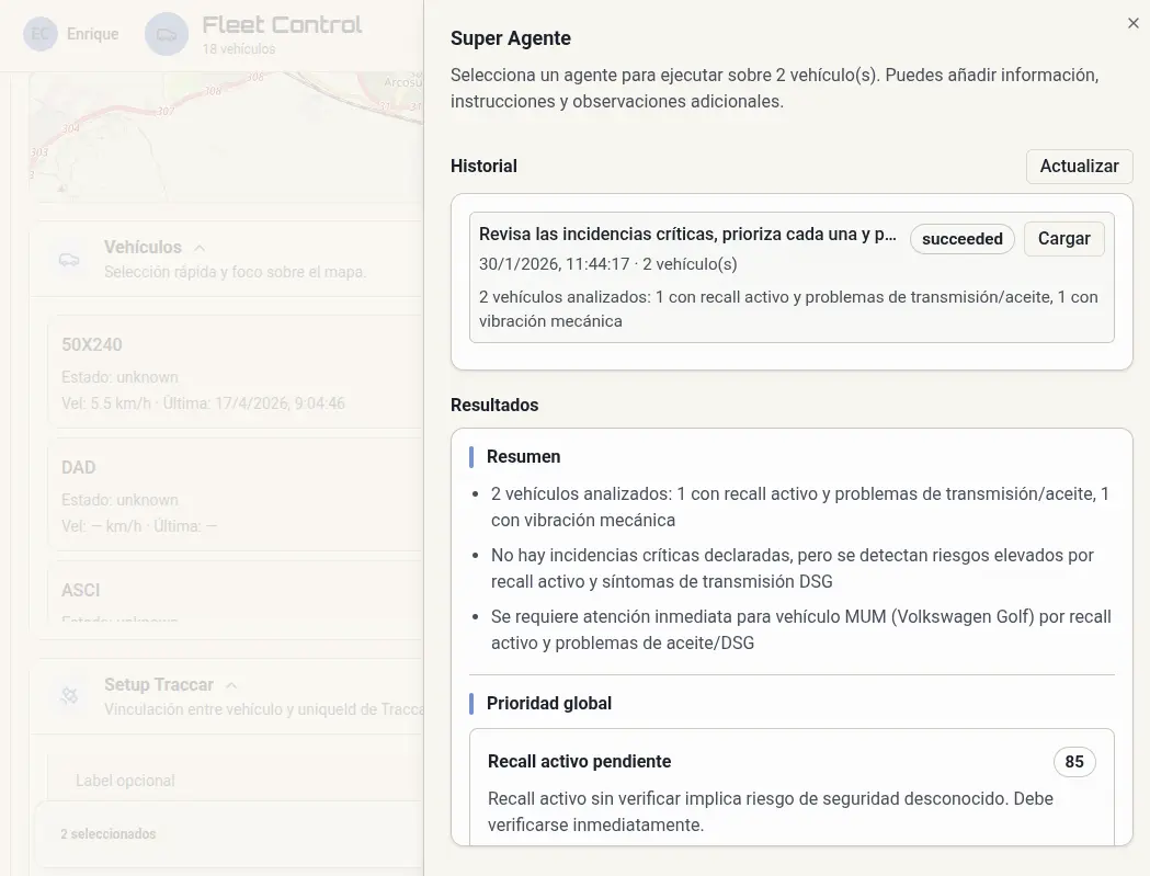 Vista de gestión de incidencias en Autonality